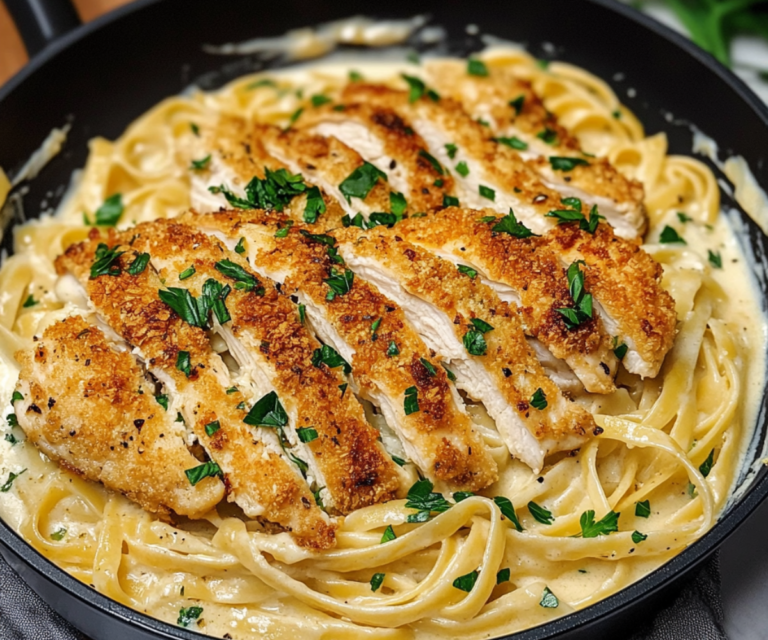 Crispy Chicken Fettuccine Alfredo