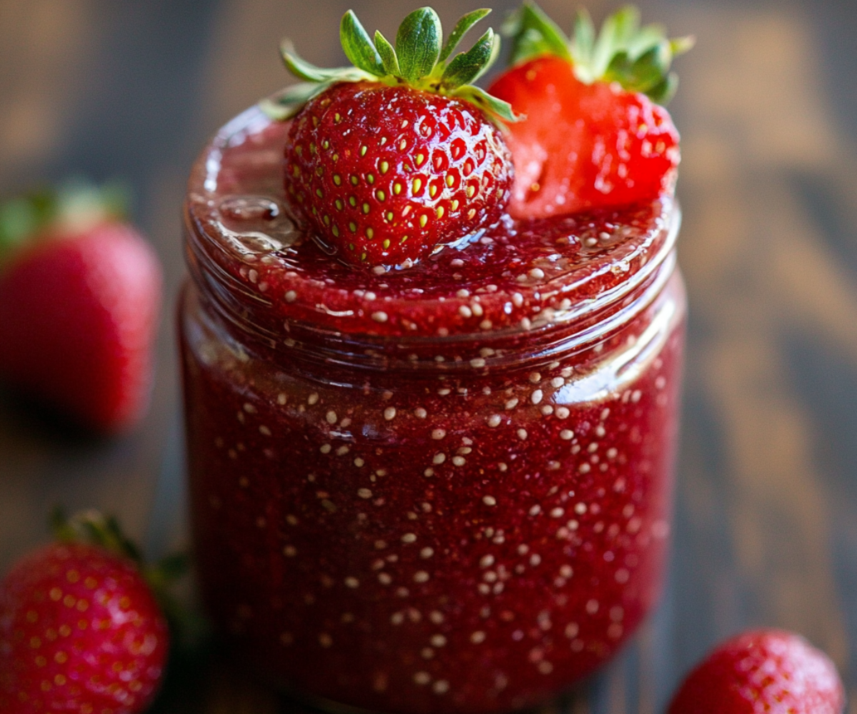 Strawberry Chia Jam "Discover the deliciousness of Strawberry Chia Jam—a healthy, easy-to-make spread packed with nutrients, perfect for toast and desserts!"