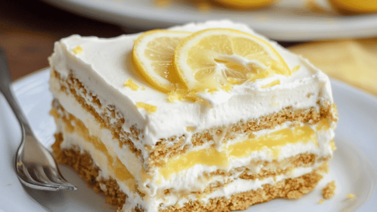 lemon icebox cake with graham crackers