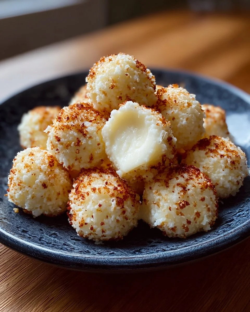 Plate of cottage cheese mozzarella bites served with fresh herbs