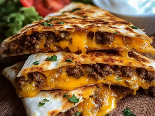 Delicious Keto Cheeseburger Quesadillas served on a plate