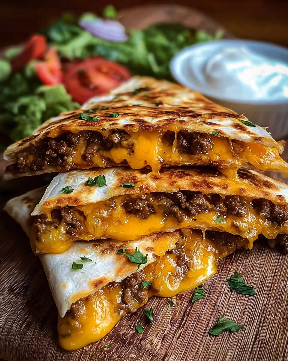 Delicious Keto Cheeseburger Quesadillas served on a plate