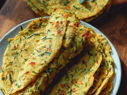 Healthy Keto Zucchini Tortillas on a wooden cutting board