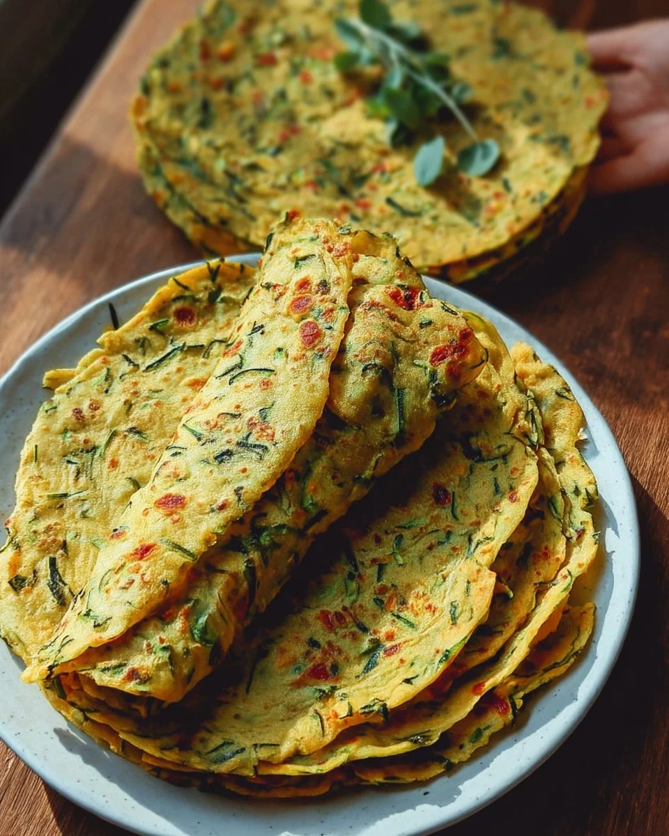 Healthy Keto Zucchini Tortillas on a wooden cutting board
