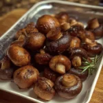 Air fried baby bella mushrooms served in a bowl