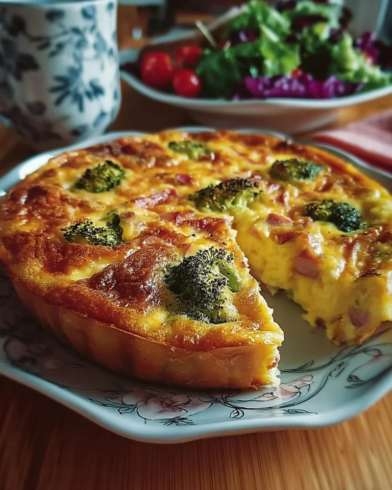 Broccoli Ham & Cheese Crustless Quiche