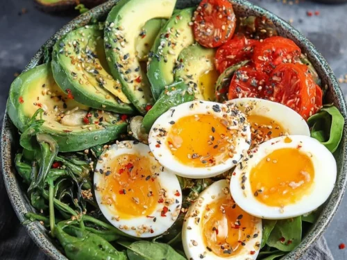 Keto Avocado Power Bowl with fresh ingredients and vibrant colors