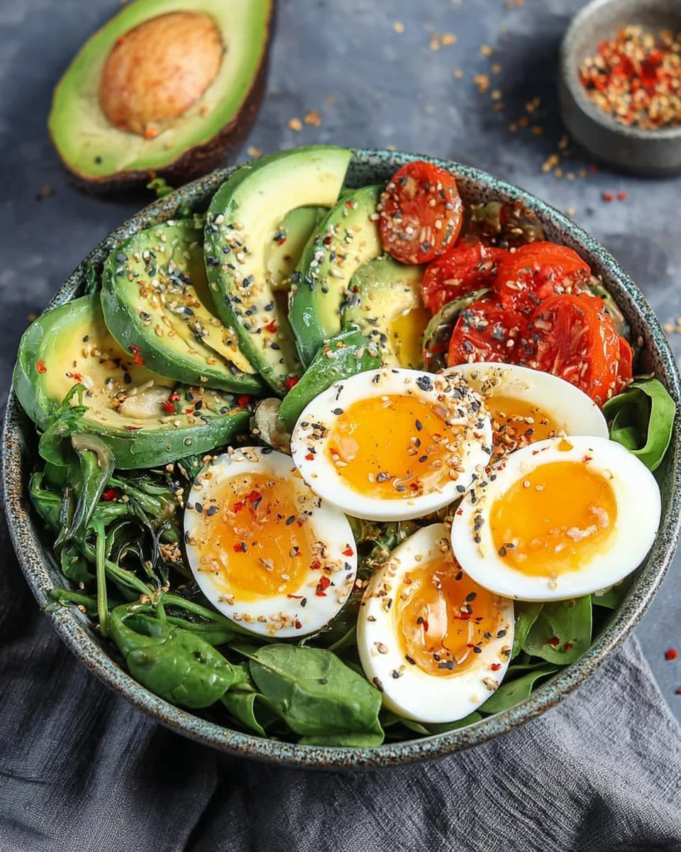 Keto Avocado Power Bowl with fresh ingredients and vibrant colors