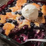 Delicious Keto Blueberry Cream Cheese Cobbler served on a plate