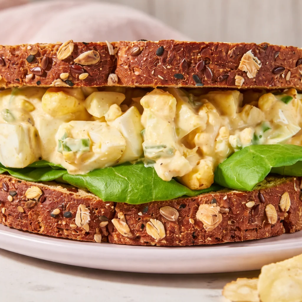 Delicious Jen's Heavenly Egg Salad with mayo, mustard, eggs, and green onions.