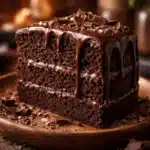 Delicious chocolat cake with layers of mousse and chocolate glaze