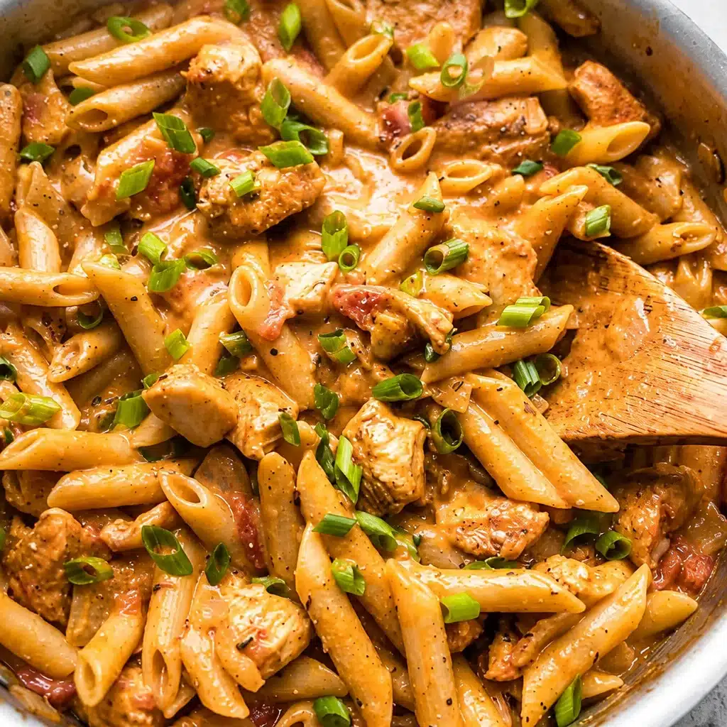 One-Pot Creamy Spicy Cajun Sausage Pasta with cheese and spices