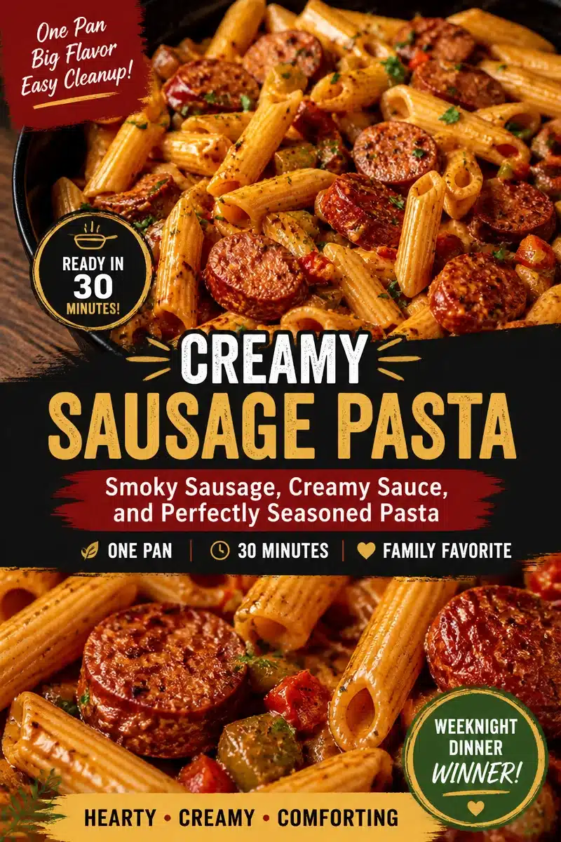 One-Pot Creamy Spicy Cajun Sausage Pasta Made Easy