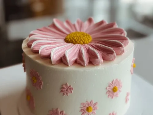 Minimalist decorated children's cake with clean icing for birthdays