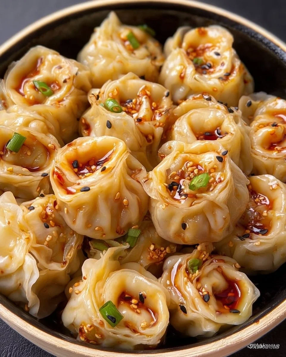 Delicious dumplings served with savory sauce for a tasty meal.