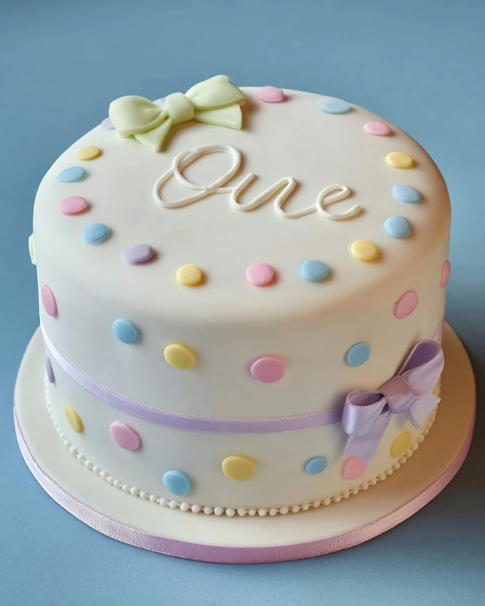 Colorful decorations and cake for a child's first birthday celebration at crimsoncake