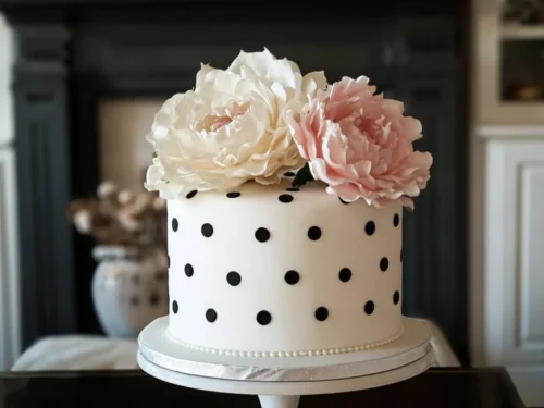 Polka Dot and Roses Birthday Cake design for festive celebrations