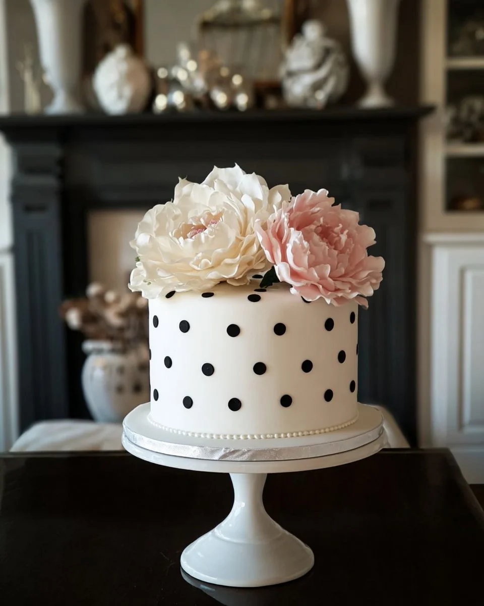 Polka Dot and Roses Birthday Cake design for festive celebrations
