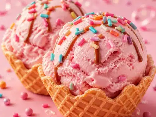 Scoop of ice cream in a cone for National Ice Cream Day 2026 celebration.