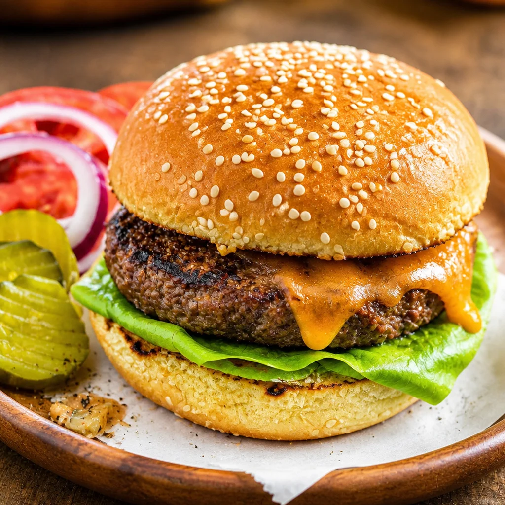 Perfectly grilled burgers with toppings of pineapple, grilled onions, and avocado cream.