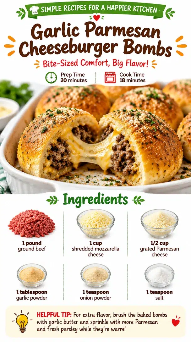 Garlic Parmesan Cheeseburger Bombs
