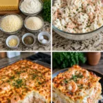 Delicious Seafood Lasagna layered with shrimp, crab, and creamy cheese